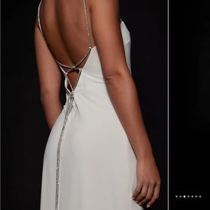 Meshki Dionne Size M Criss Cross Diamante Maxi Dress - Bone